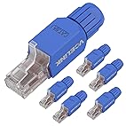 [KJ22BL-6A-6P-CA] VCELINK RJ45 Cat6A Connectors Plastico Tool-Free Reusable Shielded Ethernet Termination Plugs for 23AWG SFTP UTP Cable, 10G Easy Internet Plug, Fast Field Installation